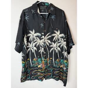 Vintage 100% Silk Hawaiian Button Up Shirt Beach Vacation Men’s Sz XL